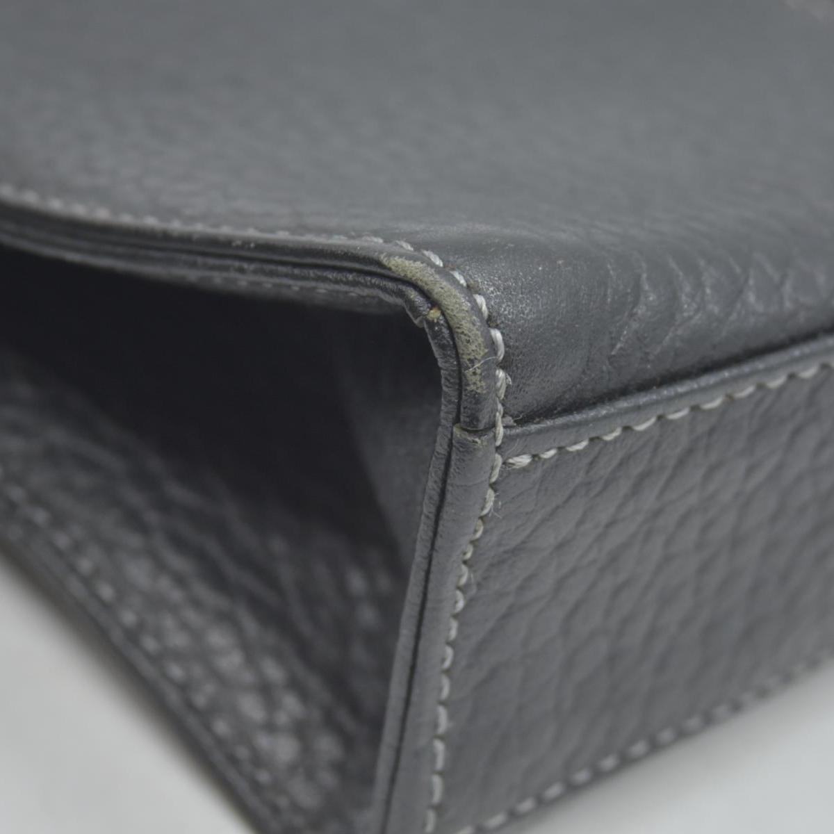 BURBERRYS Black Tumbled Leather Clutch Wristlet With Nova Check Plaid Lining CONSIGNMENT