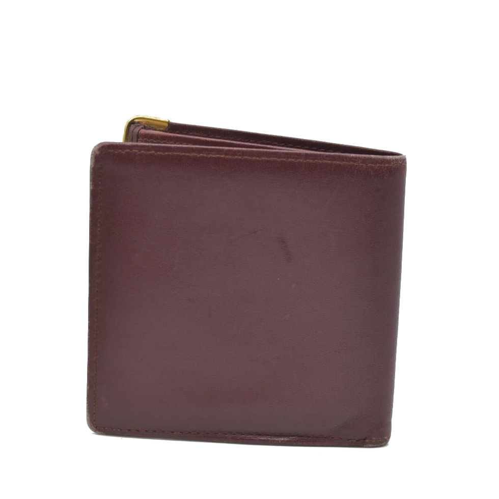 $580 Must de Cartier Leather Bifold Wallet Bordeaux