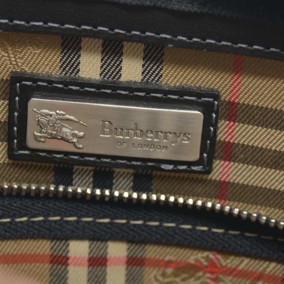 BURBERRYS Black Tumbled Leather Clutch Wristlet With Nova Check Plaid Lining CONSIGNMENT