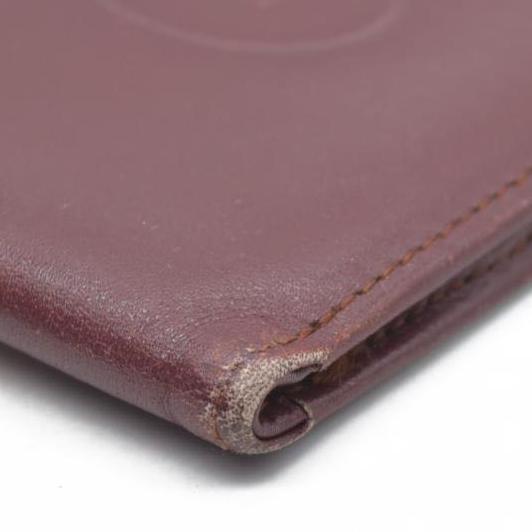 $580 Must de Cartier Leather Bifold Wallet Bordeaux