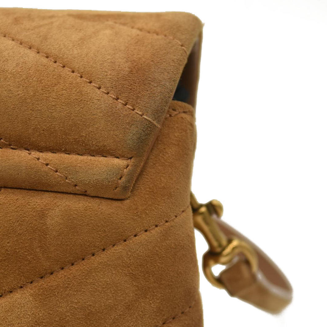 Saint Laurent  Suede Toy Loulou Shoulder Bag Cinnamon