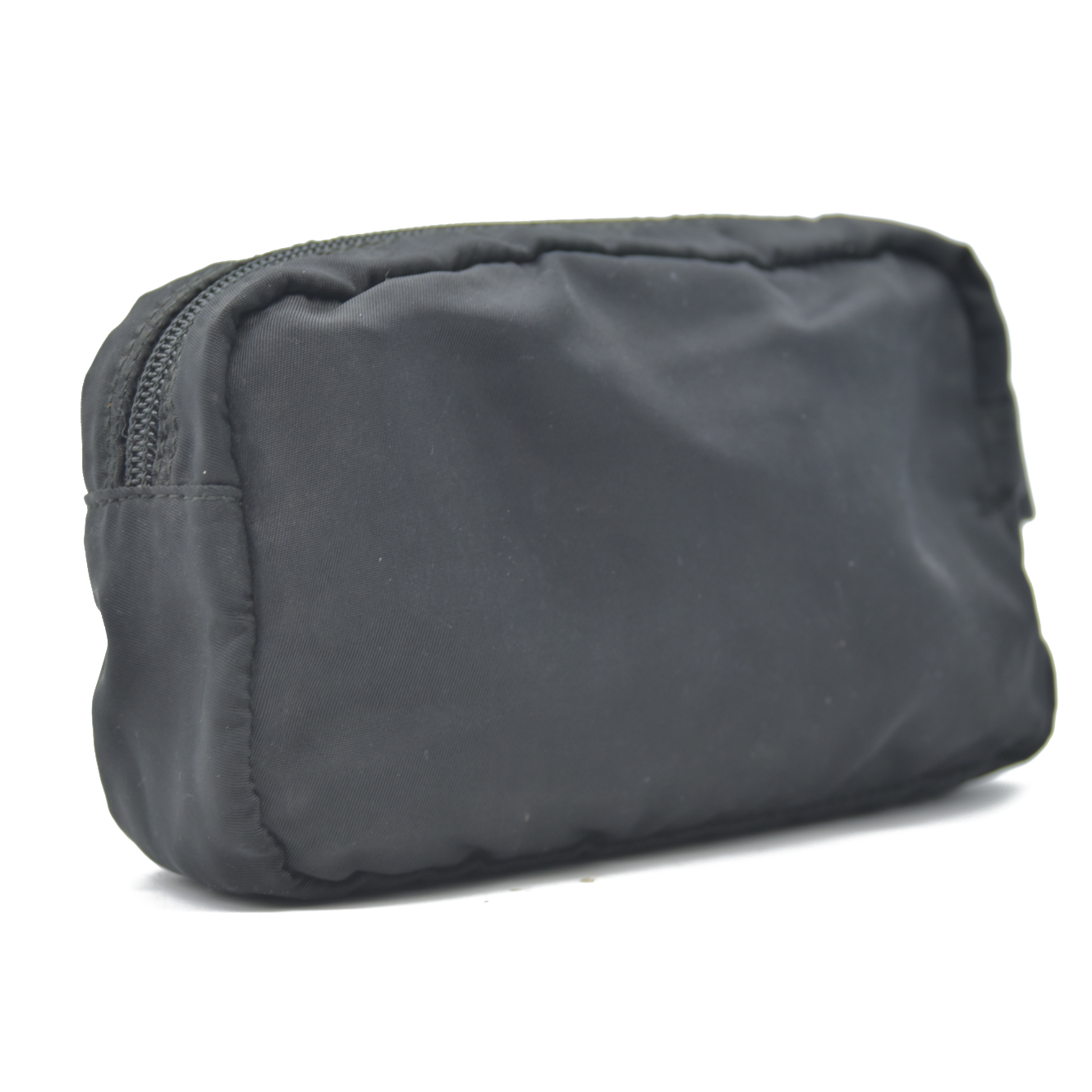 PRADA Logo Plate Nylon Cosmetic Pouch Bag Black