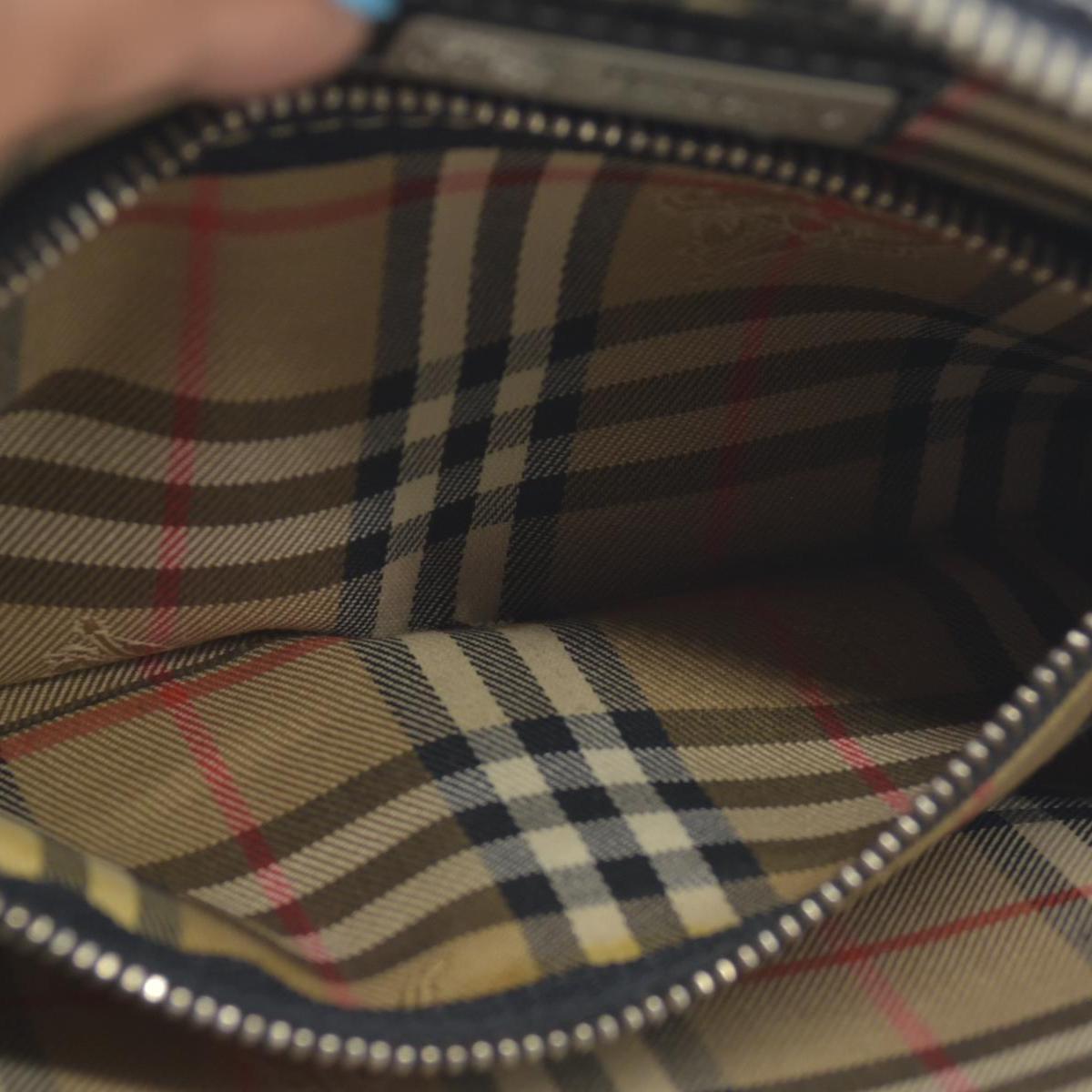 BURBERRYS Black Tumbled Leather Clutch Wristlet With Nova Check Plaid Lining CONSIGNMENT