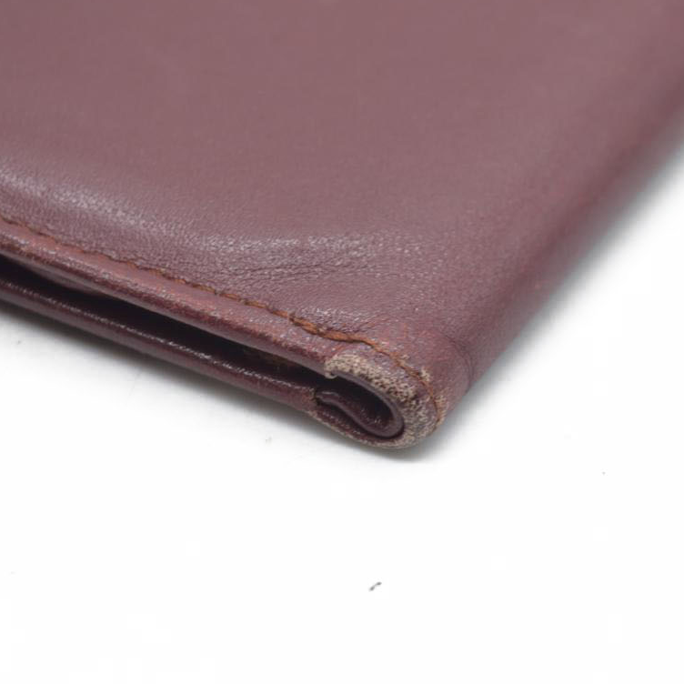 $580 Must de Cartier Leather Bifold Wallet Bordeaux