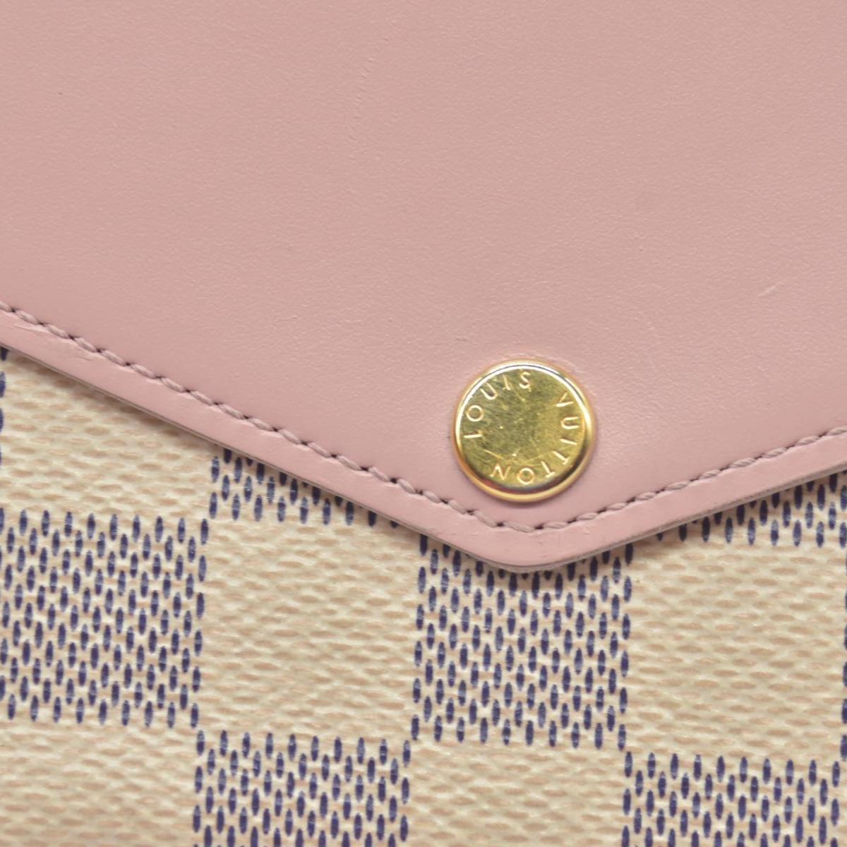$1580 Louis Vuitton Damier Azur Pochette Felicie MI1149 2019 Pastel Pink