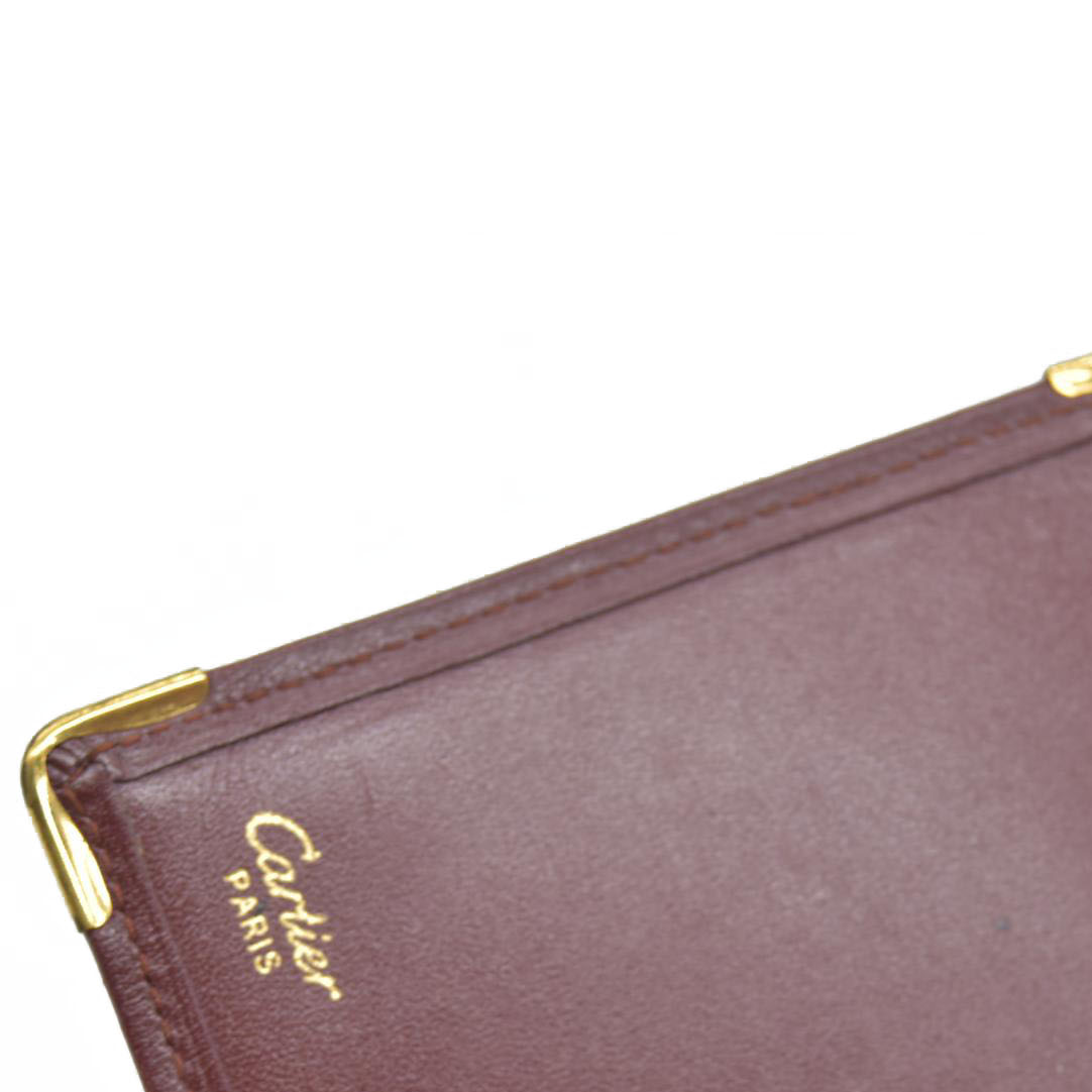 $580 Must de Cartier Leather Bifold Wallet Bordeaux