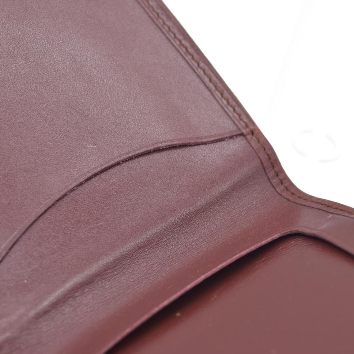 $580 Must de Cartier Leather Bifold Wallet Bordeaux