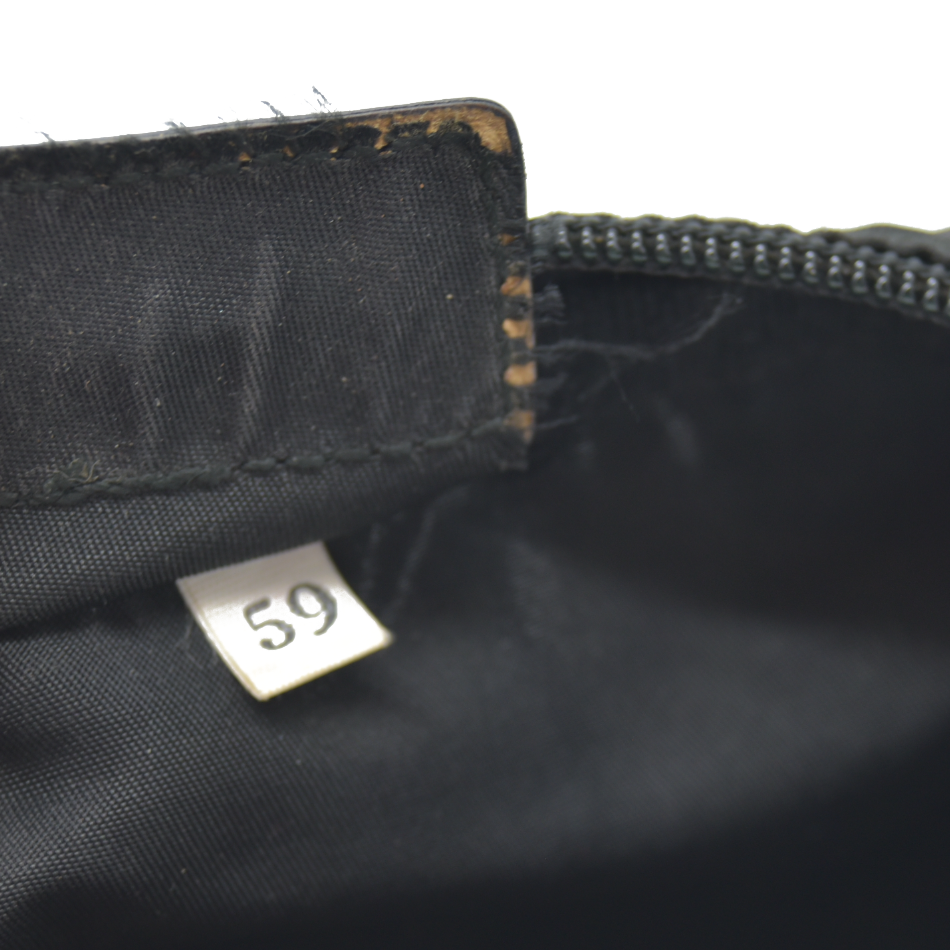 PRADA Logo Plate Nylon Cosmetic Pouch Bag Black