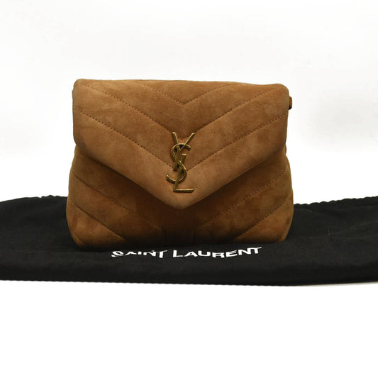 Saint Laurent  Suede Toy Loulou Shoulder Bag Cinnamon
