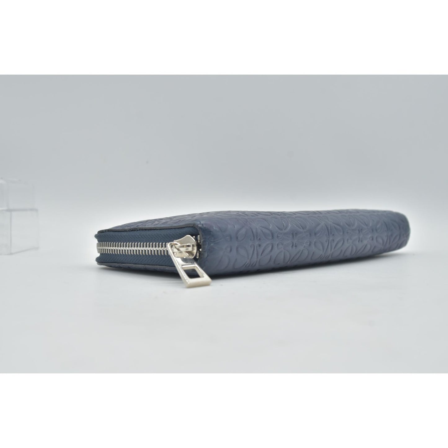 Loewe Calfskin Embossed Repeat Medium Zip Wallet Blue