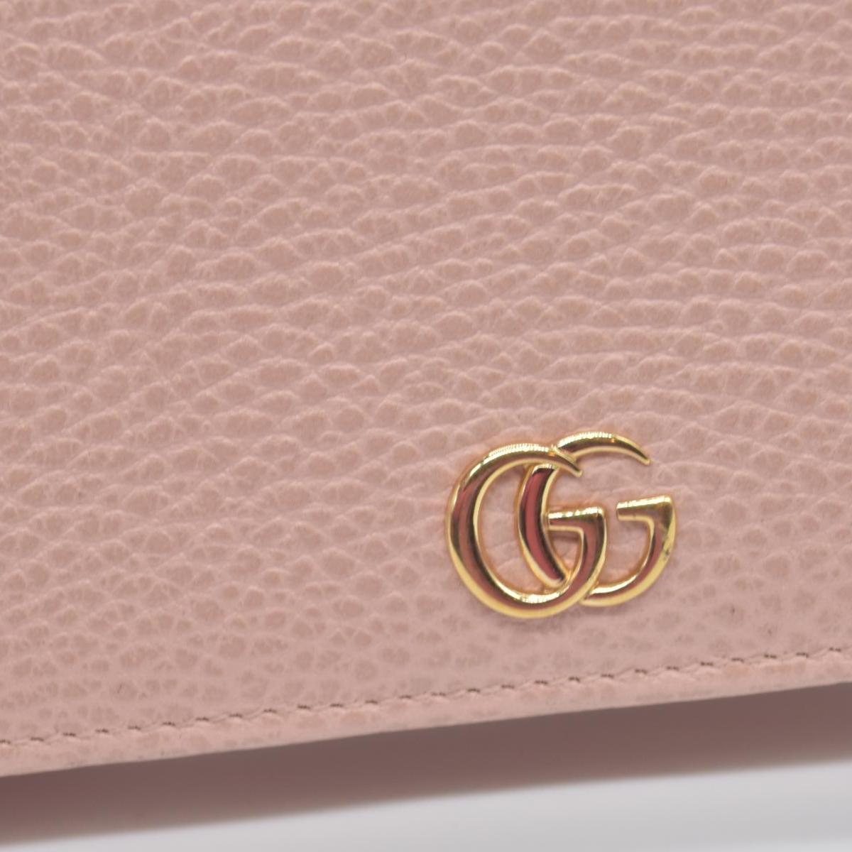 $1150 Gucci Dollar Calfskin Mini GG Marmont Chain Wallet Perfect Pink