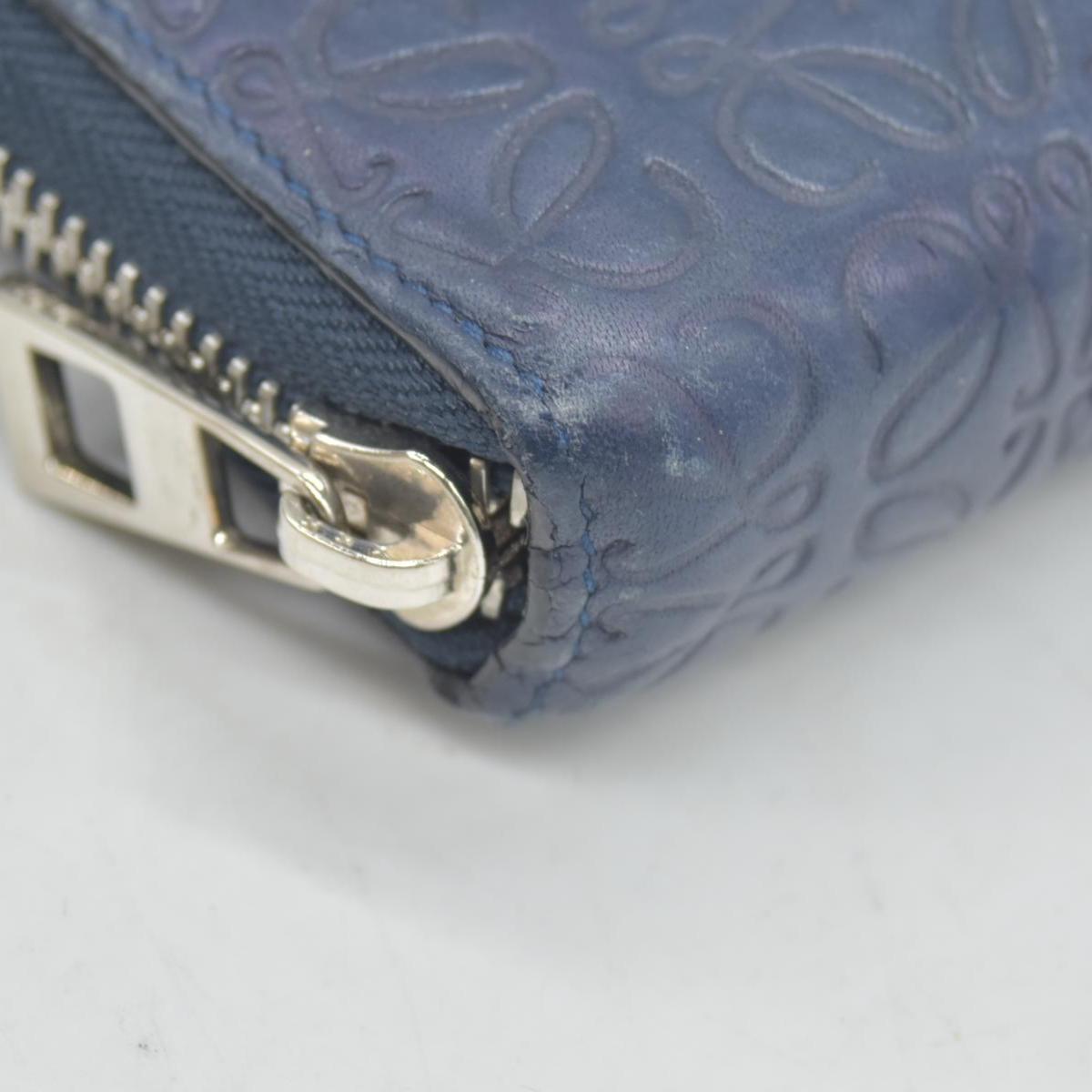 Loewe Calfskin Embossed Repeat Medium Zip Wallet Blue