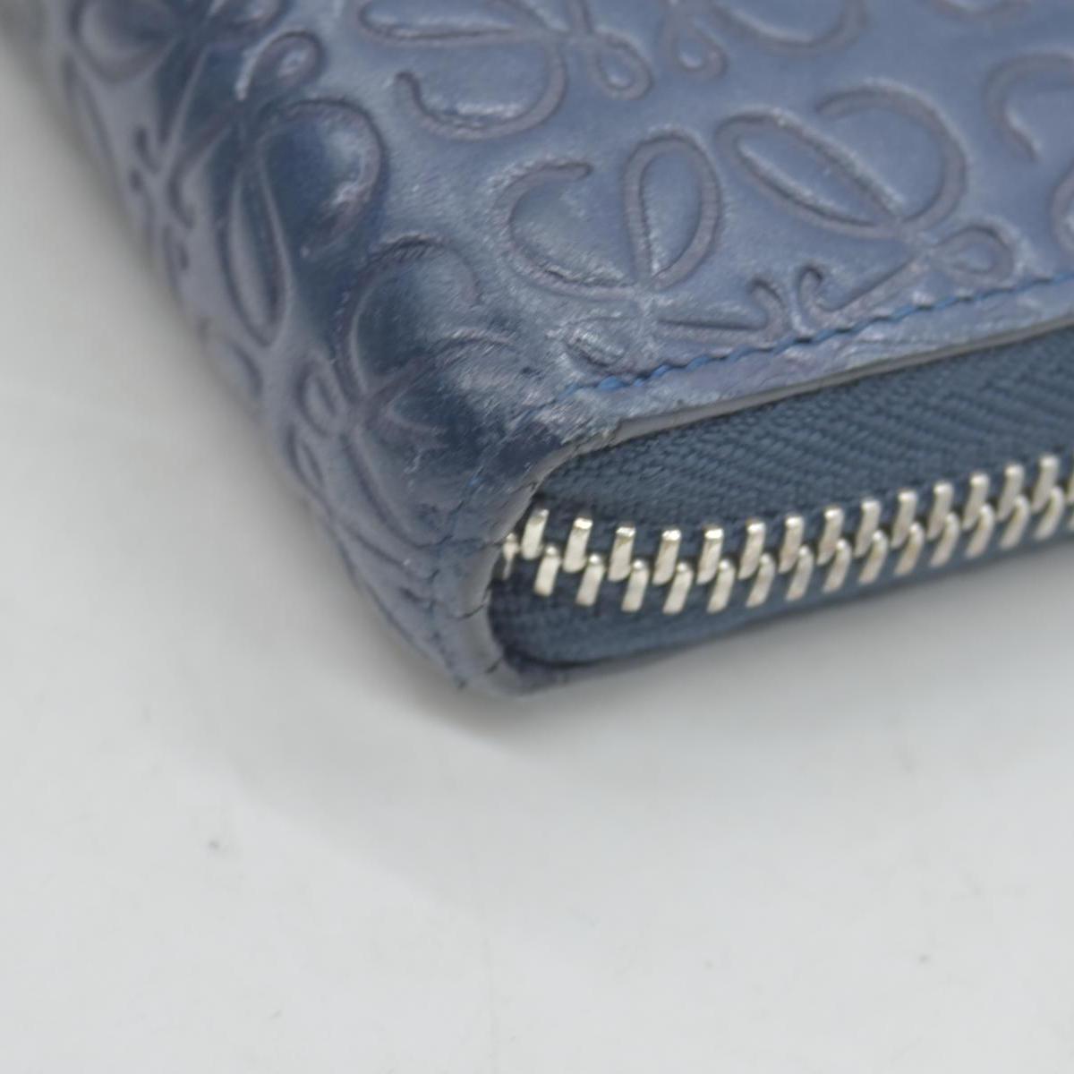 Loewe Calfskin Embossed Repeat Medium Zip Wallet Blue