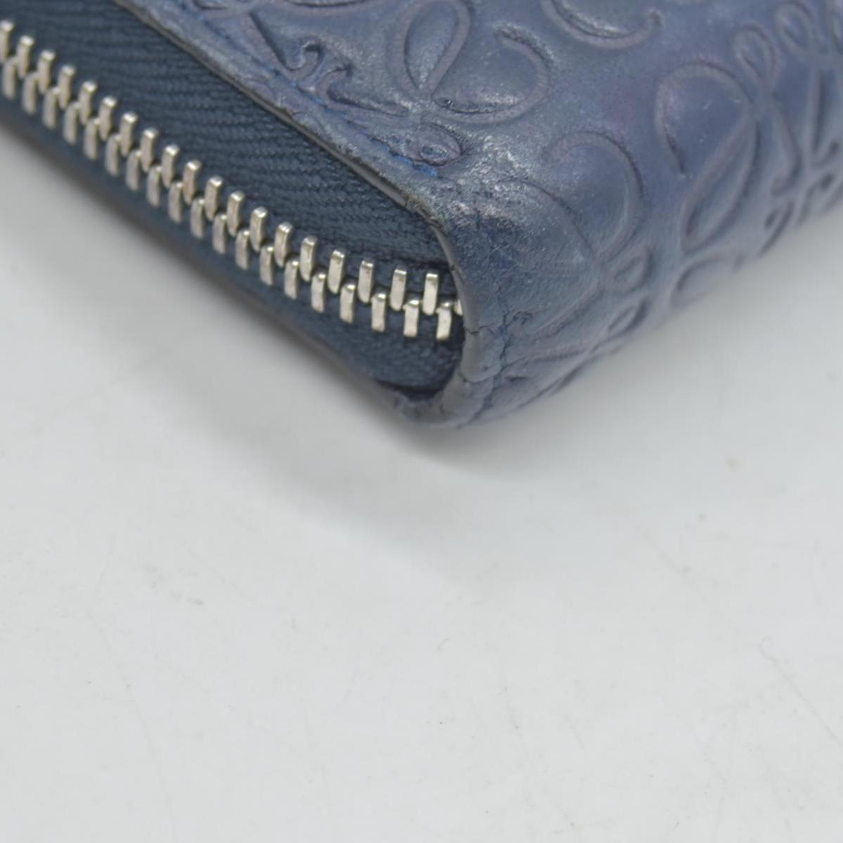 Loewe Calfskin Embossed Repeat Medium Zip Wallet Blue
