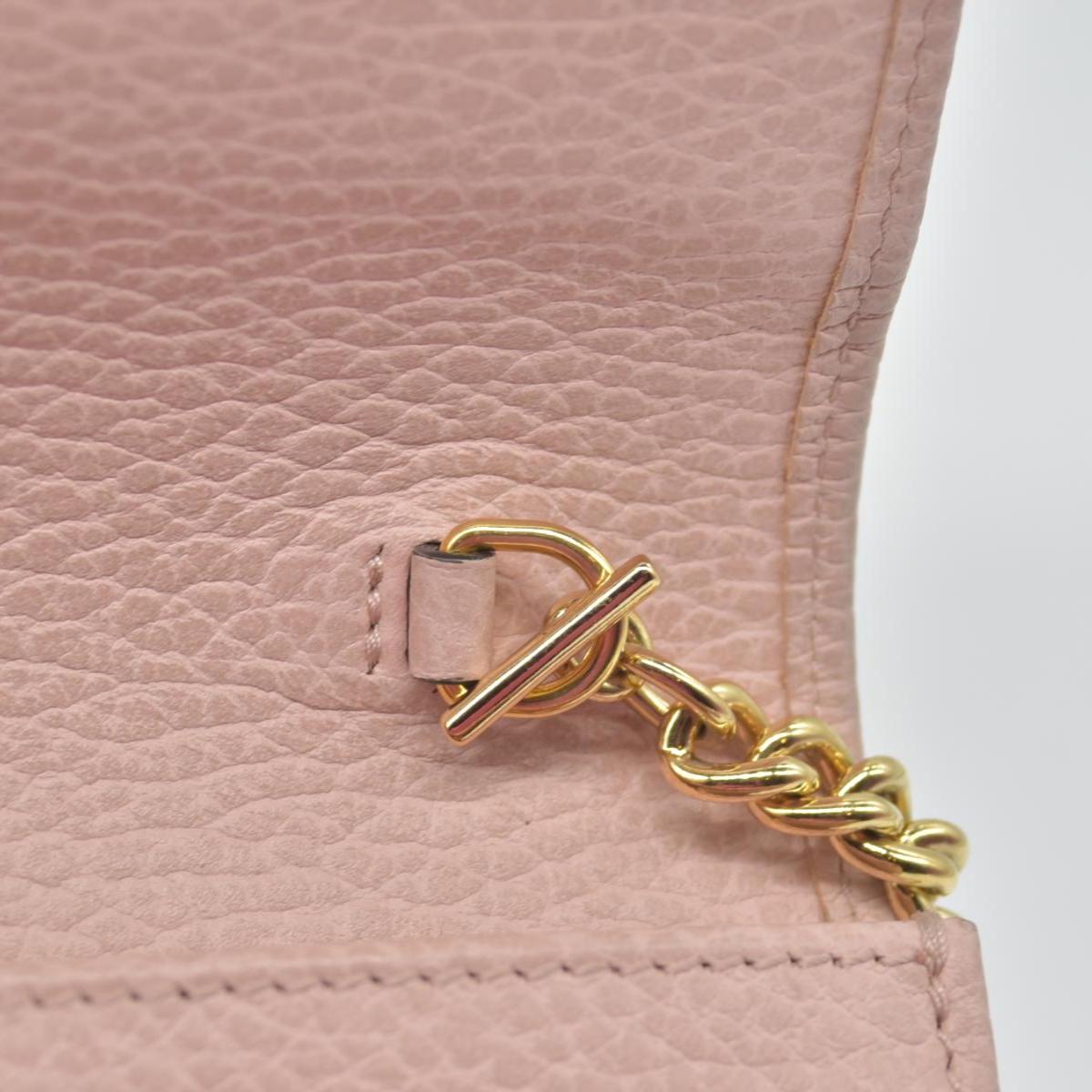 $1150 Gucci Dollar Calfskin Mini GG Marmont Chain Wallet Perfect Pink