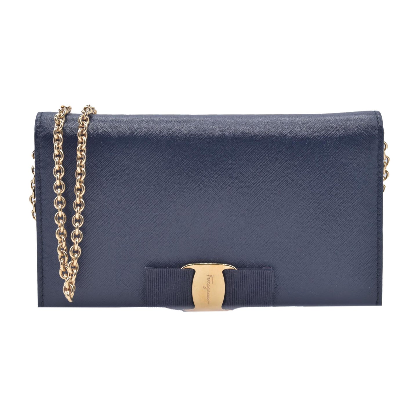 Salvatore Ferragamo Miss Vara Crossbody Wallet on Chain Navy CONSIGNMENT