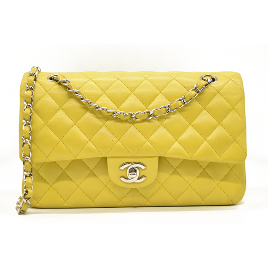 AUCTION $11300 Chanel Lambskin Quilted Medium Double Flap Yellow