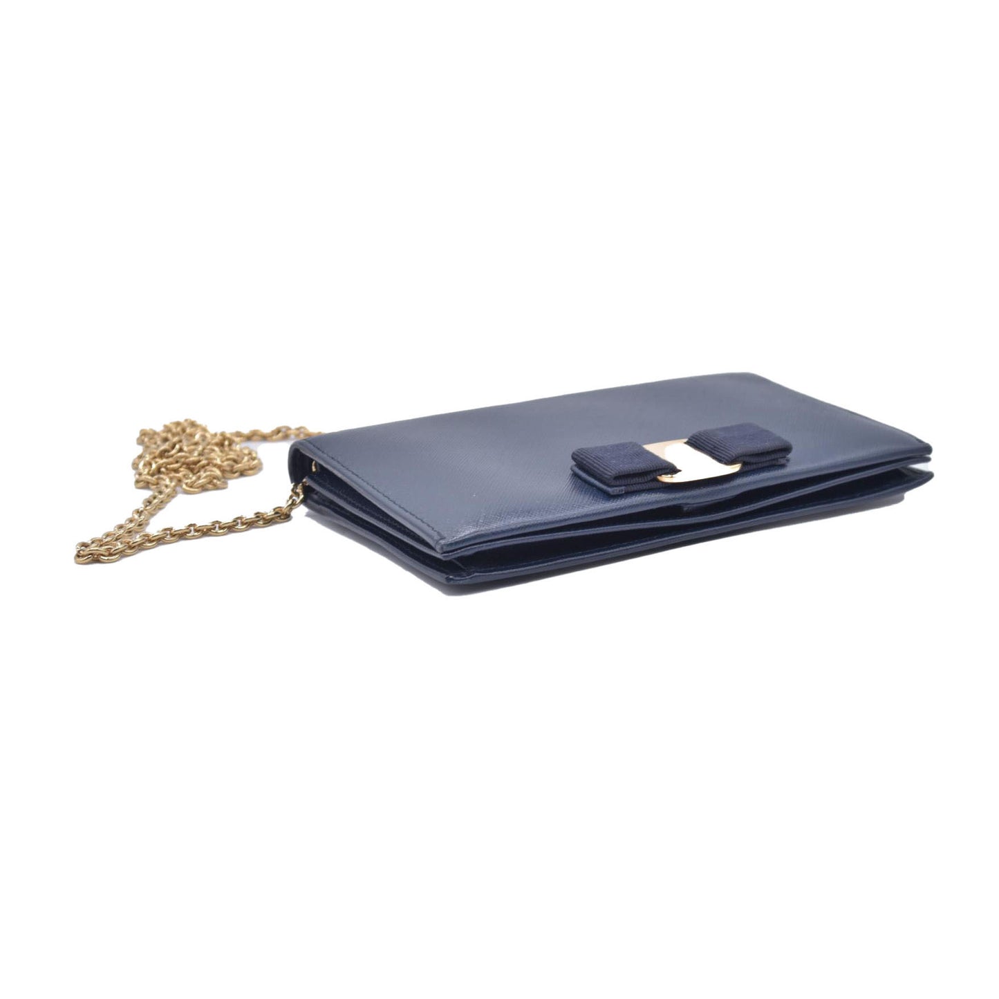 Salvatore Ferragamo Miss Vara Crossbody Wallet on Chain Navy CONSIGNMENT