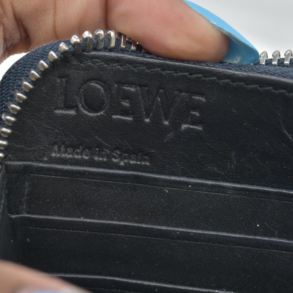 Loewe Calfskin Embossed Repeat Medium Zip Wallet Blue