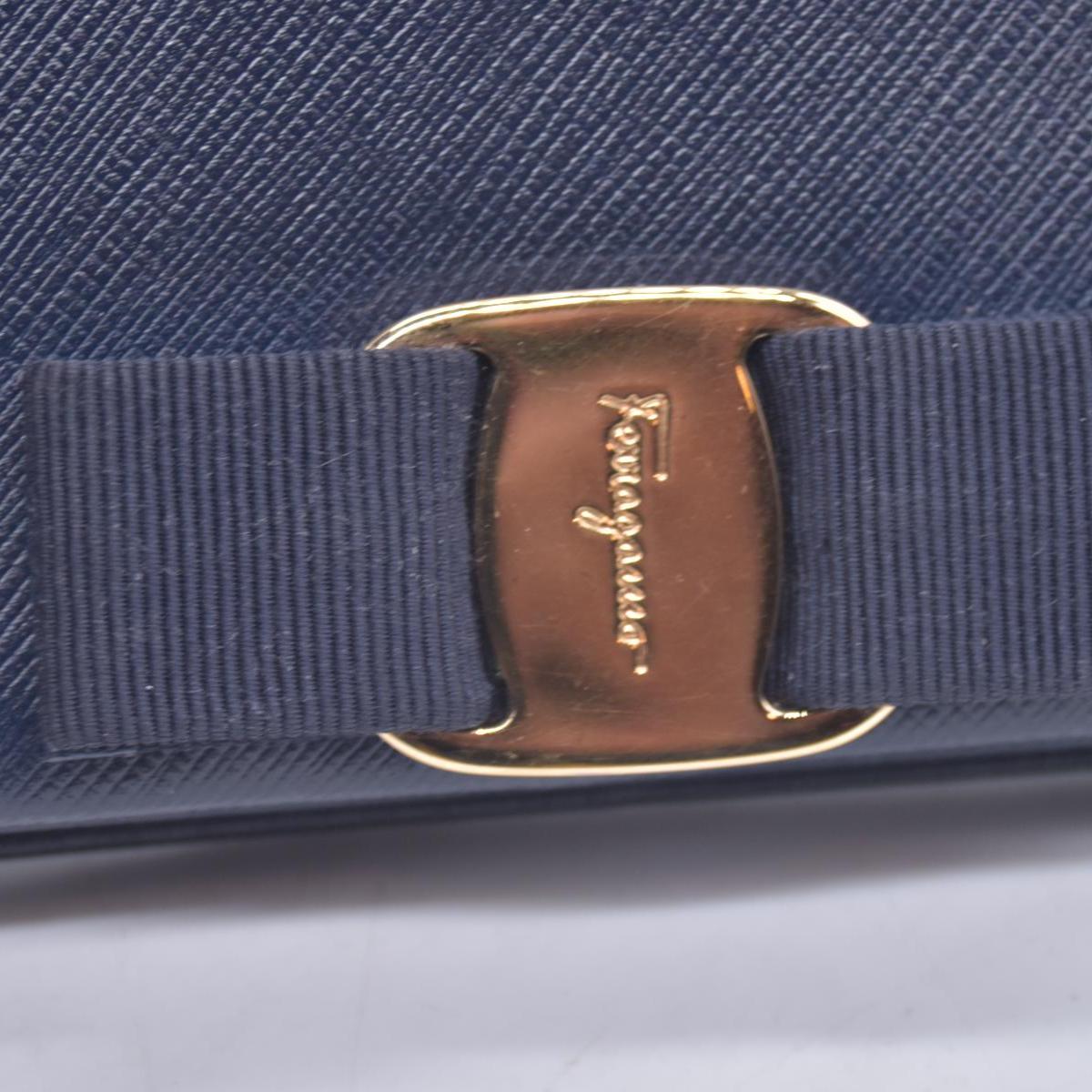 Salvatore Ferragamo Miss Vara Crossbody Wallet on Chain Navy CONSIGNMENT