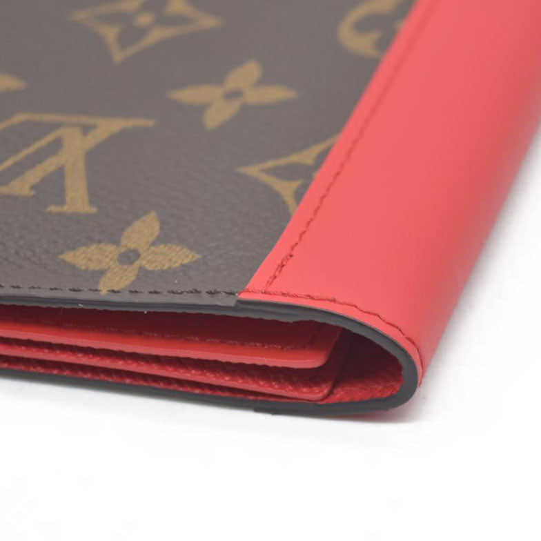Louis Vuitton  Monogram Macassar Passport Cover Sari Red RFID