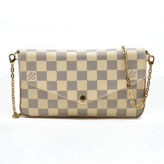 LOUIS VUITTON  Damier Azur Pochette Felicie Chain Wallet Rose Ballerine MI0178