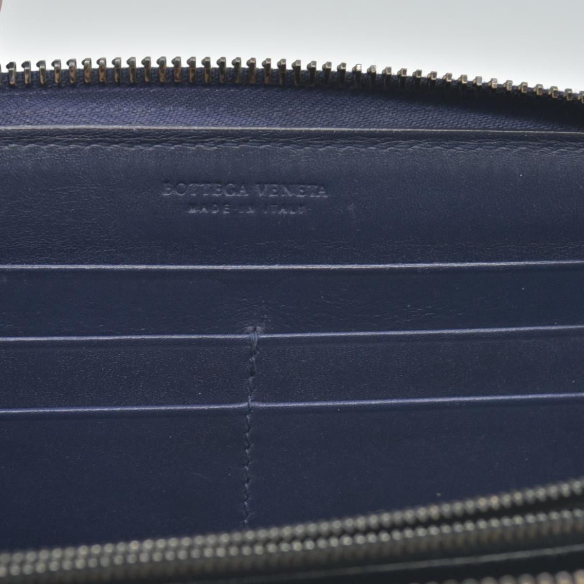 Bottega Veneta Nappa Intrecciato Zip Around Wallet Navy