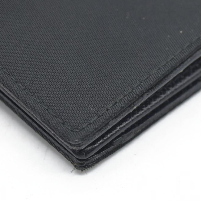 $650 PRADA Logo Plate Nylon Bifold Wallet Purse Black