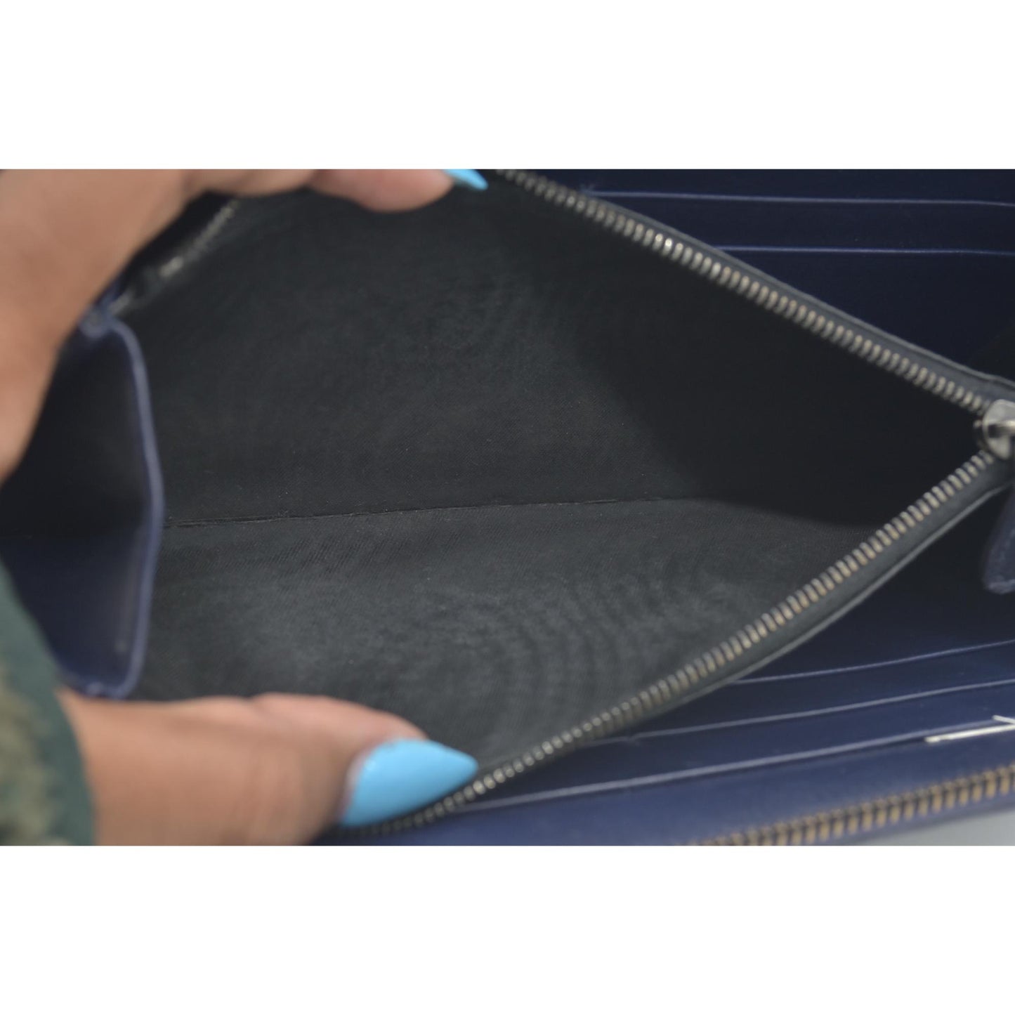 Bottega Veneta Nappa Intrecciato Zip Around Wallet Navy