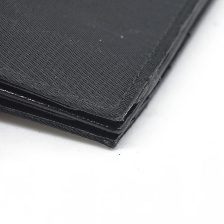 $650 PRADA Logo Plate Nylon Bifold Wallet Purse Black