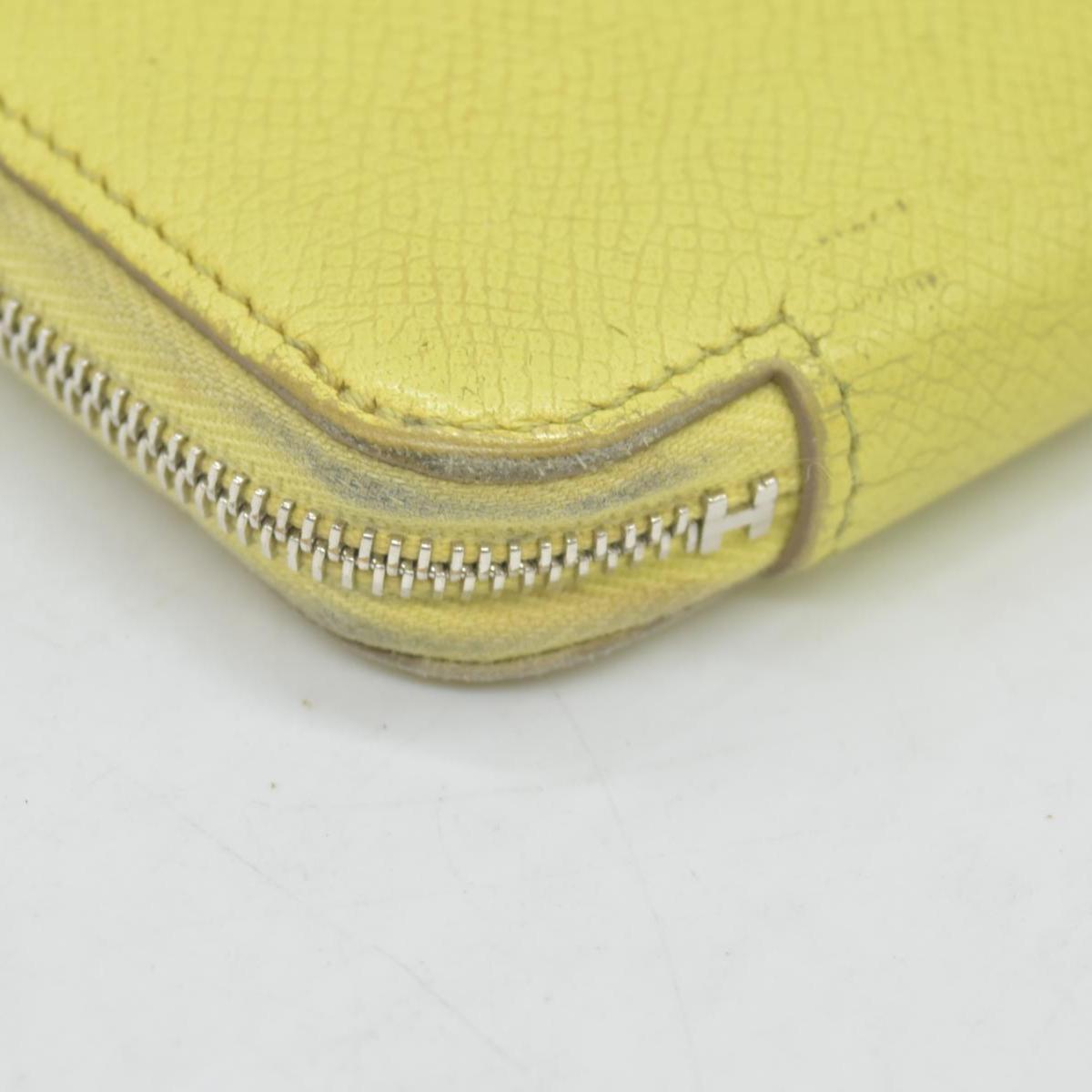 $1175 HERMES Silk-In Azap Long Zip Around Wallet Yellow Epsom CONSIGNMENT