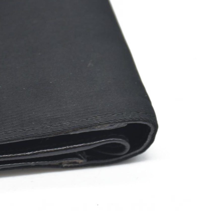 $650 PRADA Logo Plate Nylon Bifold Wallet Purse Black