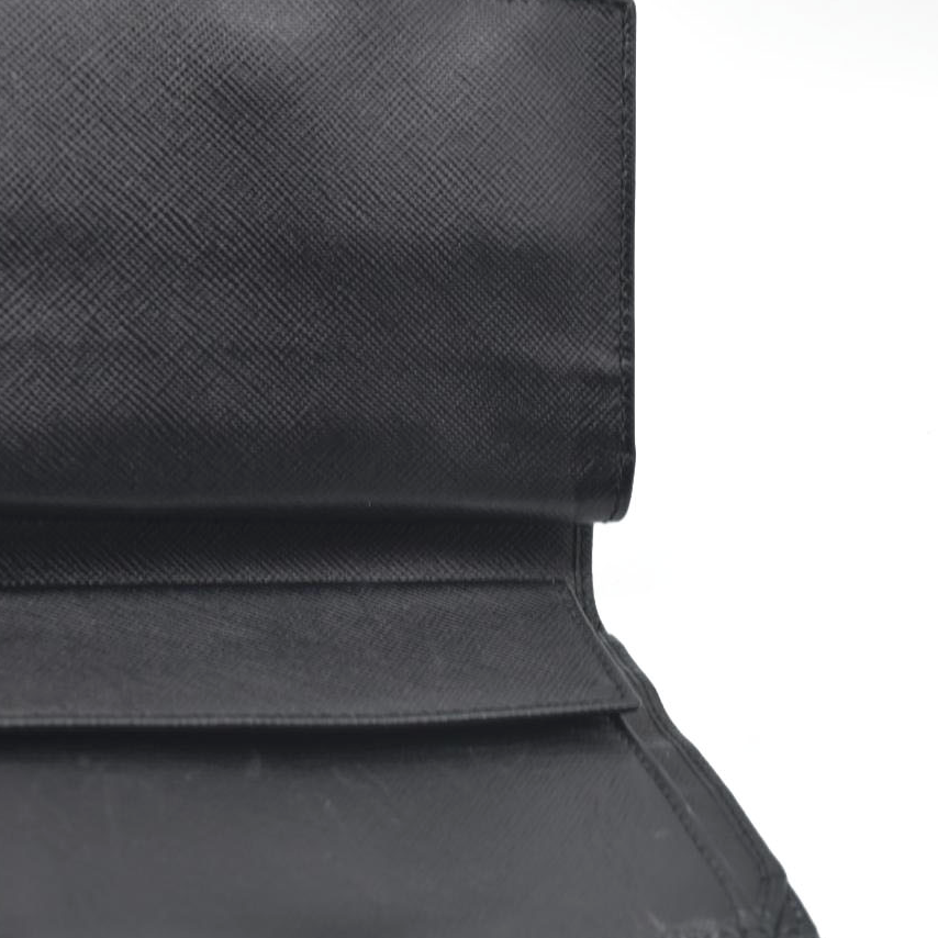 $650 PRADA Logo Plate Nylon Bifold Wallet Purse Black