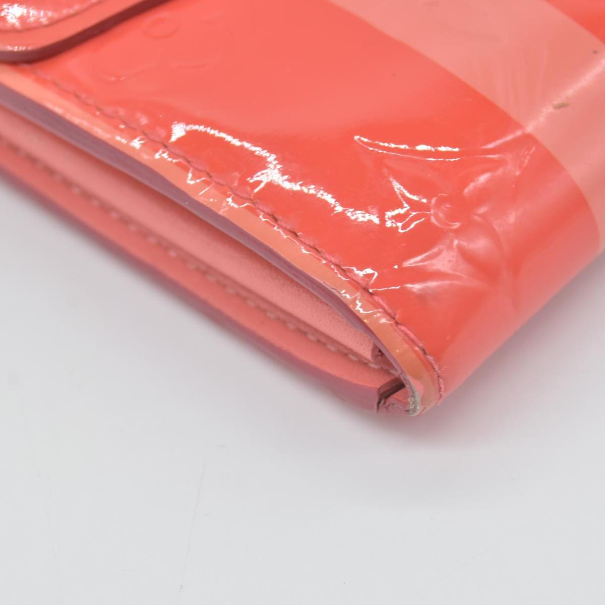 $880 Louis Vuitton LOUIS VUITTON Sarah Bi-fold Long Wallet Leather Vernis Pink Poppy Petal