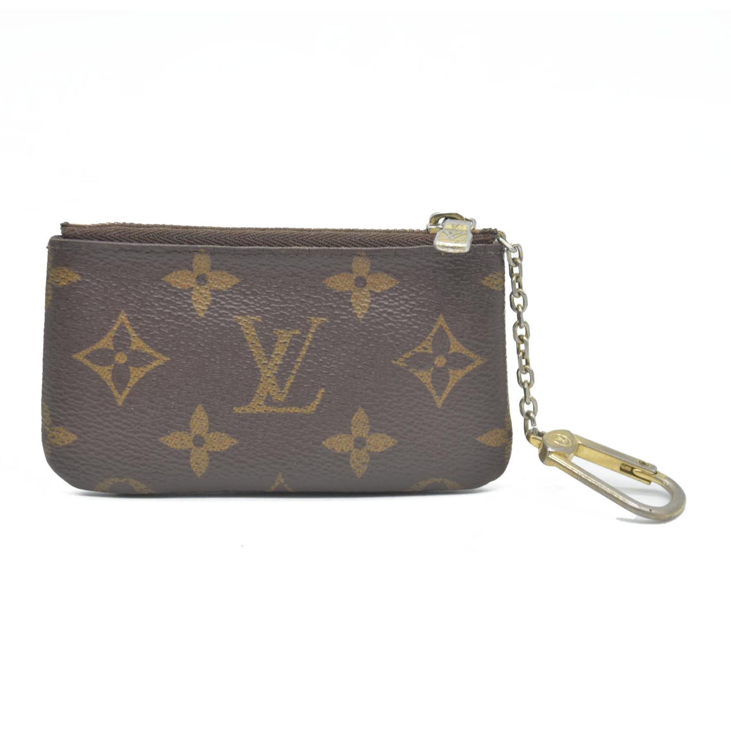 AUCTION $345 Louis Vuitton Monogram Pochette Cles Wallet Coin Purse Brown