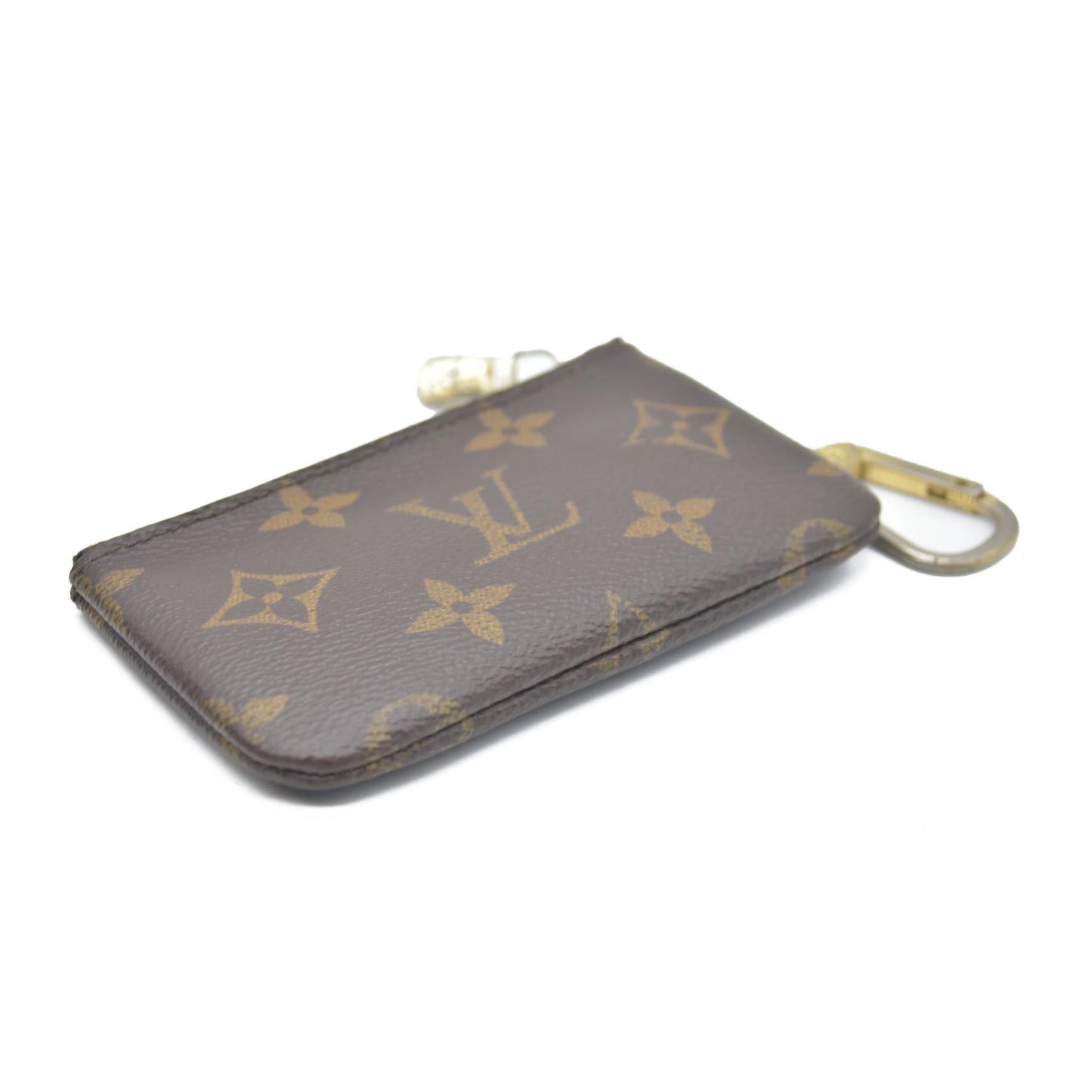 AUCTION $345 Louis Vuitton Monogram Pochette Cles Wallet Coin Purse Brown