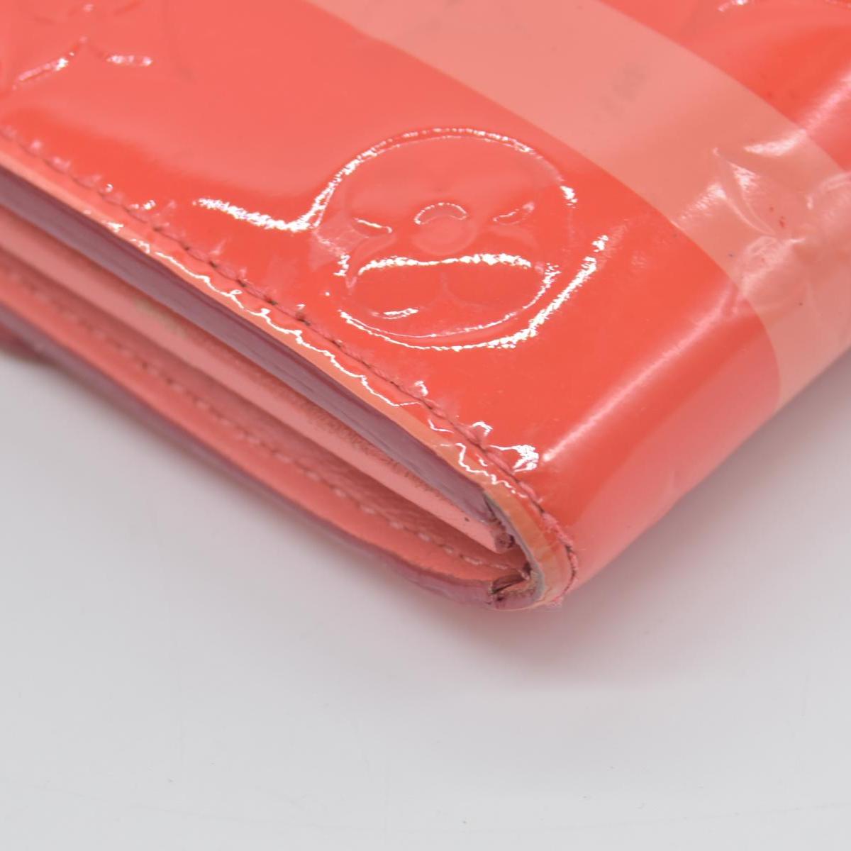 $880 Louis Vuitton LOUIS VUITTON Sarah Bi-fold Long Wallet Leather Vernis Pink Poppy Petal