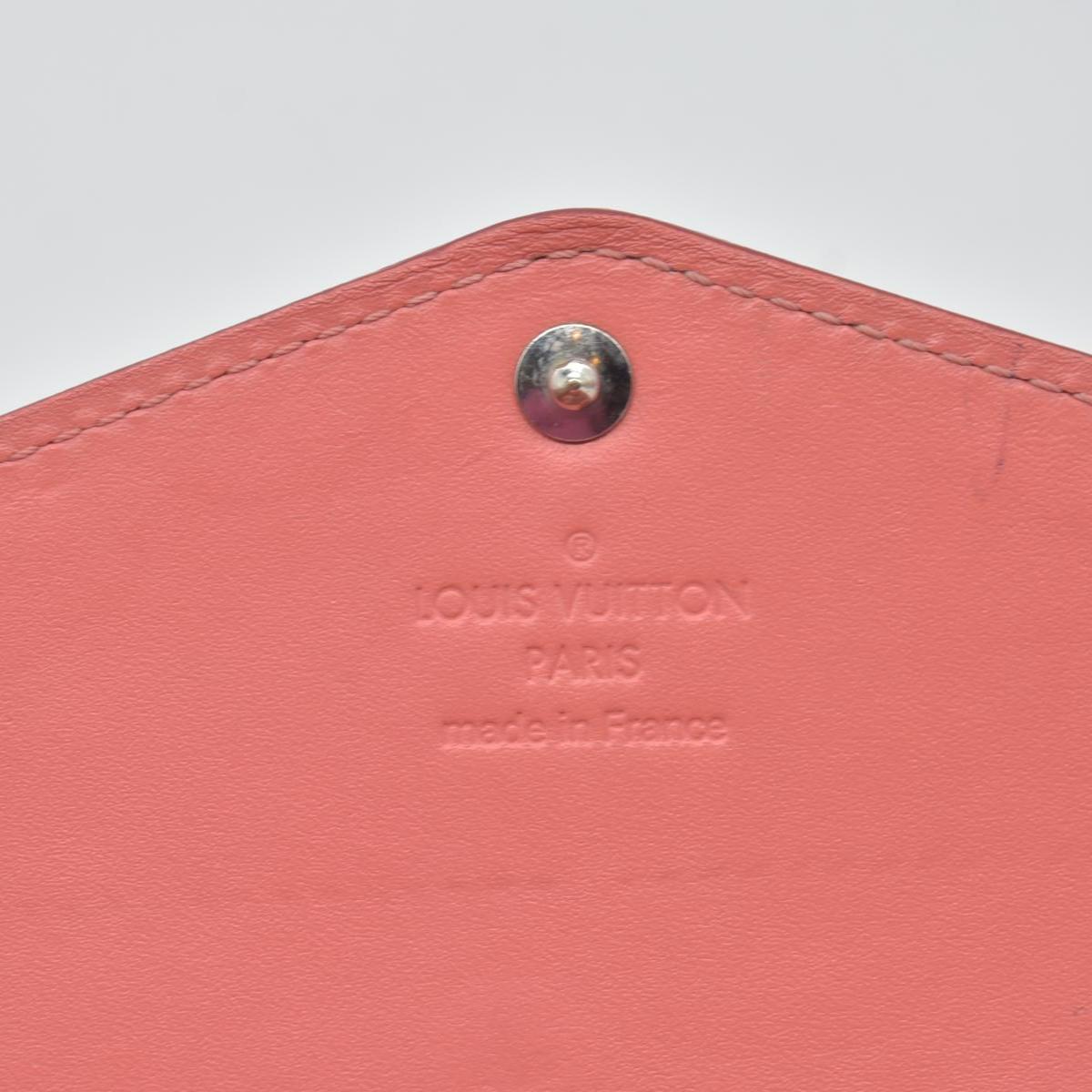 $880 Louis Vuitton LOUIS VUITTON Sarah Bi-fold Long Wallet Leather Vernis Pink Poppy Petal