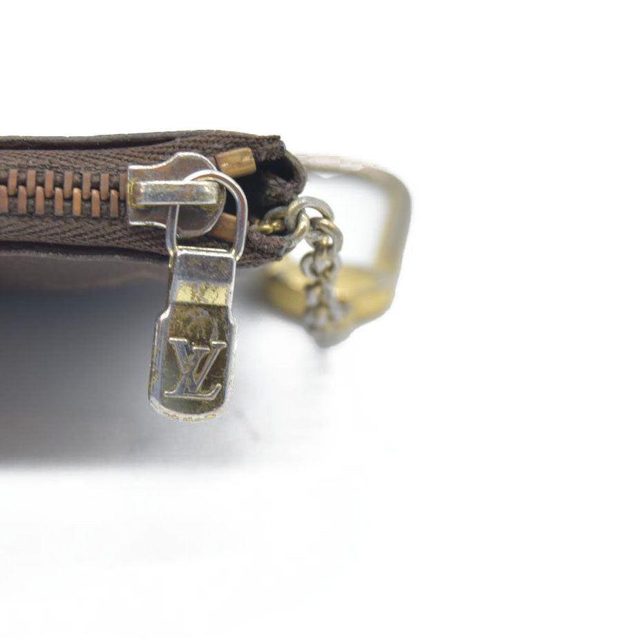 AUCTION $345 Louis Vuitton Monogram Pochette Cles Wallet Coin Purse Brown