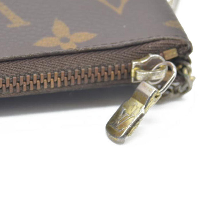 AUCTION $345 Louis Vuitton Monogram Pochette Cles Wallet Coin Purse Brown