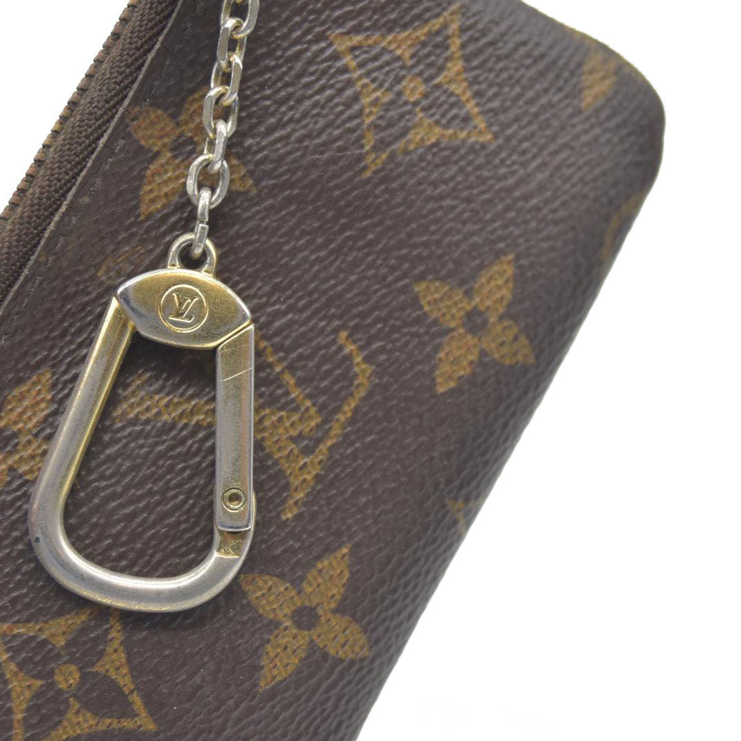 AUCTION $345 Louis Vuitton Monogram Pochette Cles Wallet Coin Purse Brown