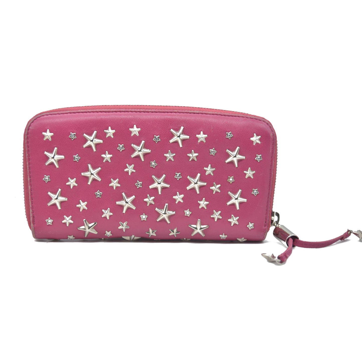 $825 Jimmy Choo Filipa Star-Studded Zip-Around Leather Wallet Pink