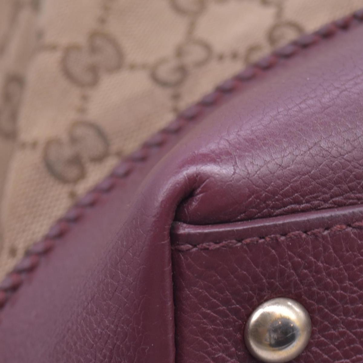 $1250 GUCCI GG Canvas Medium Marcie Tassel Tote Bag Beige Burgundy CONSIGNMENT 10021551