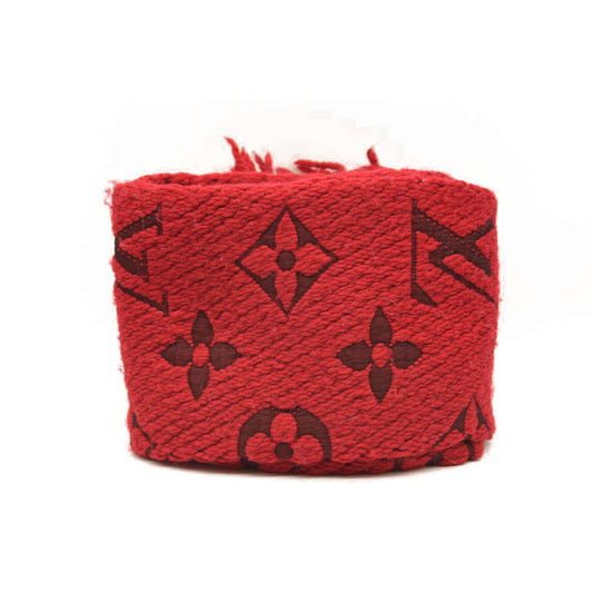 LOUIS VUITTON RED LOGOMANIA WOOL SCARF