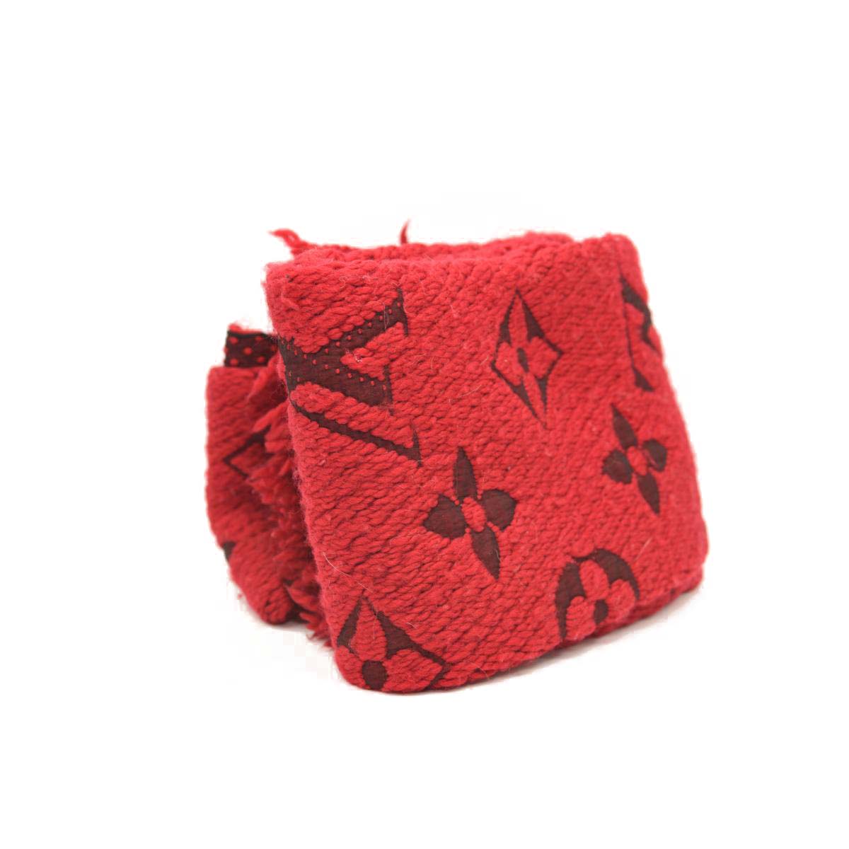 LOUIS VUITTON RED LOGOMANIA WOOL SCARF