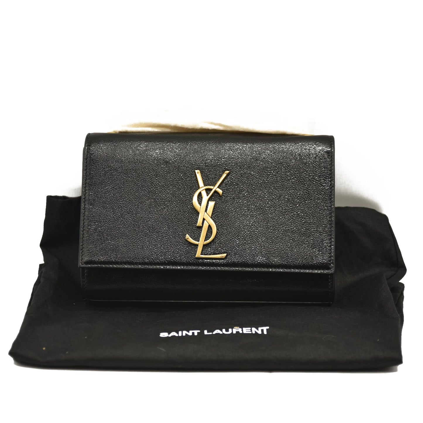 SAINT LAURENT  Grain De Poudre Medium Classic Monogram Kate Satchel Black
