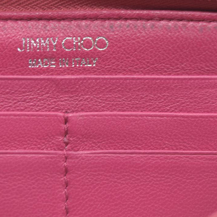 $825 Jimmy Choo Filipa Star-Studded Zip-Around Leather Wallet Pink