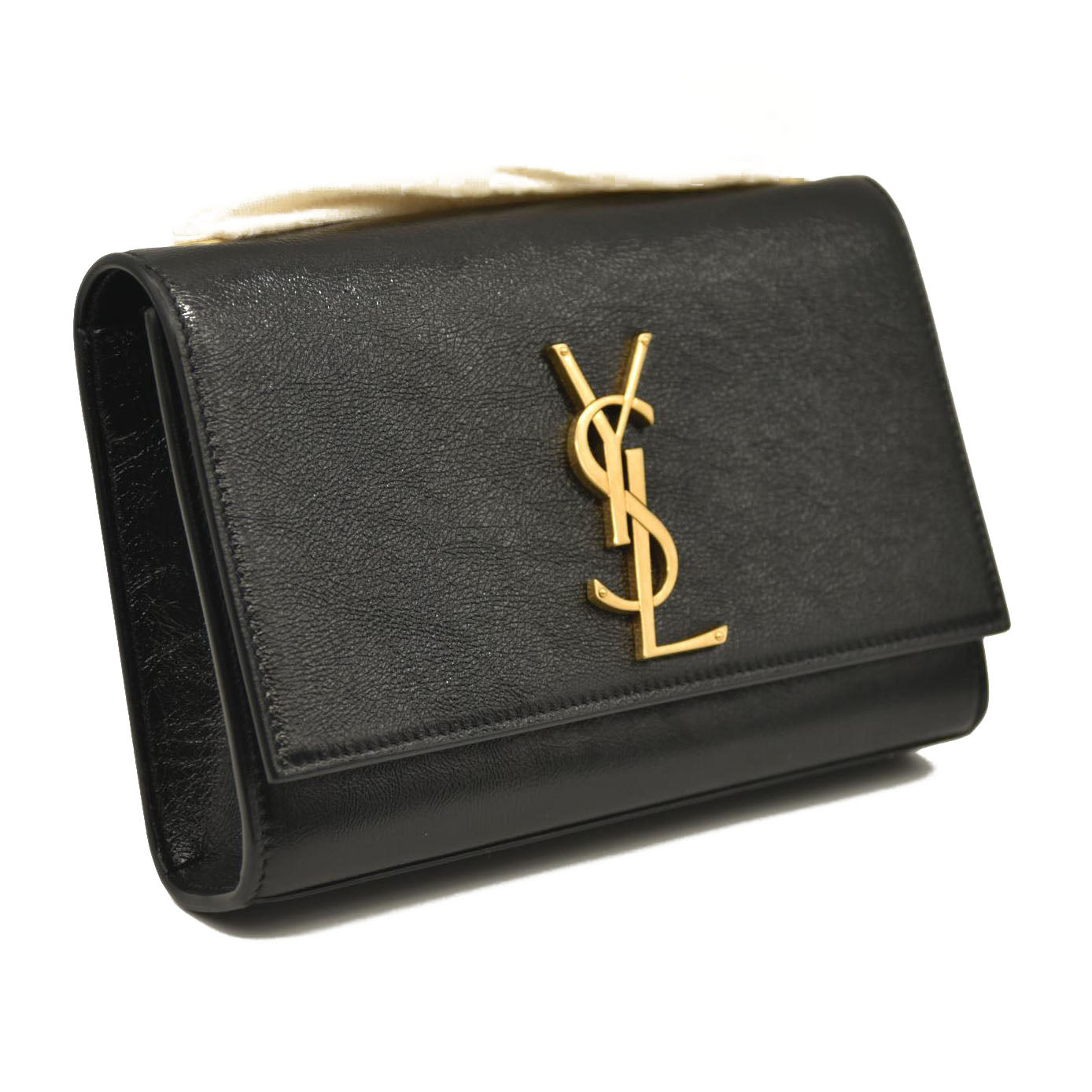 SAINT LAURENT  Grain De Poudre Medium Classic Monogram Kate Satchel Black