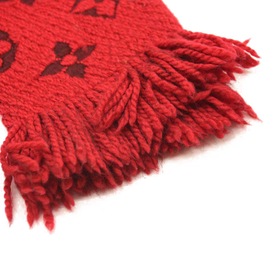 LOUIS VUITTON RED LOGOMANIA WOOL SCARF