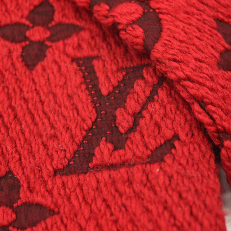 LOUIS VUITTON RED LOGOMANIA WOOL SCARF